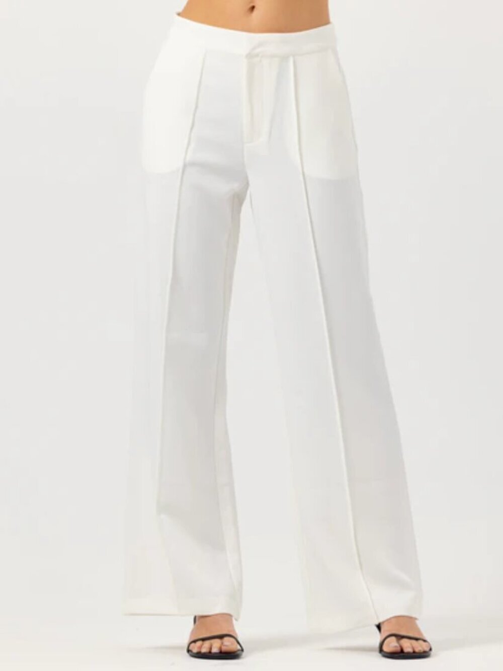 Sundays Iris wide leg trousers pants white stretch crepe seaming stretch new L